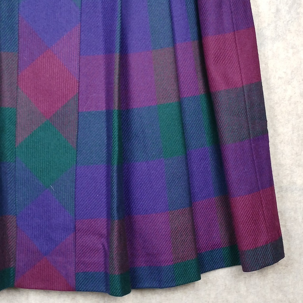 VTG Geiger Wool Skirt Women EU 36 US 4 Plaid Pleated A-Line Long Cottagecore - Picture 2 of 11